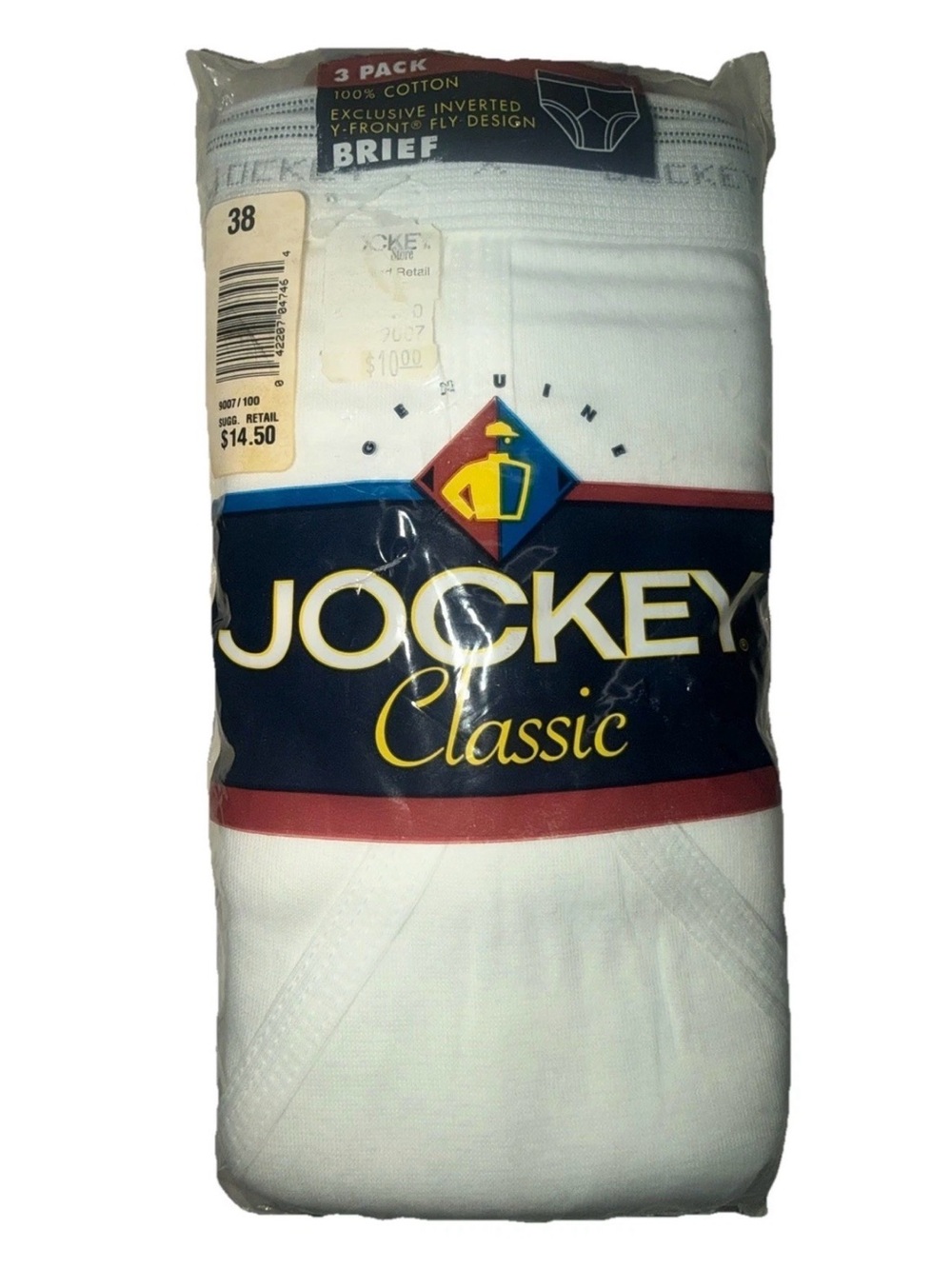 VTG 1994 USA Made Jockey Classic Inverted Y Front Fly Brief 3 Pack Size 38